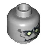 Minifig Head Zombie Groom, White Eyes, Yellowed Teeth, Angry Print [Hollow Stud]
