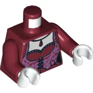 Torso Corset with Lavender Trim and Dark Red Pendant Print, Dark Red Arms, White Hands