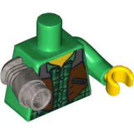 Torso Checkered Shirt and Dark Brown Vest Print (Jack McHammer), Green Left Arm with Yellow Hand, Flat Silver Mech Right Arm