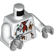 Torso Chef Jacket, Red Scarf and Food Stains Print, White Arms, Light Bluish Gray Hands