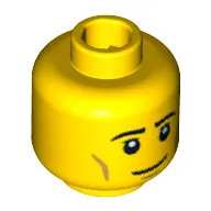Minifig Head Policeman, Eyebrows, Eyelashes, Cheek Dimples, Smile Print [Blocked Open Stud]