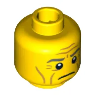 Minifig Head Roman Emperor, Gray Eyebrows, Wrinkles, Downturned Mouth Print [Blocked Open Stud]