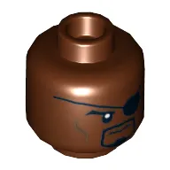 Minifig Head Nick Fury, Eyepatch, Goatee and Cheek Lines Print [Hollow Stud]