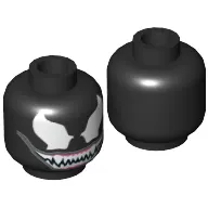 Minifig Head Venom, White Eyes, White Teeth, Pink Gums Print [Hollow Stud]