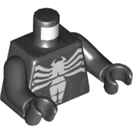 Torso Muscles, White Venom Logo Print, Black Arms, Black Hands