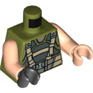 Torso, Odd Hands, Body Armor with Suspenders Print, Light Nougat Arms, Left Light Nougat Hand, Right Black Hand