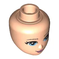 Minidoll Head with Light Blue Eyes, Pink Lips and Open Mouth Print
