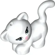 Animal, Cat, Standing, Looking Left with Light Blue Eyes, Dark Pink Nose and Mouth Print