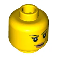 Minifig Head Team GB, Pink Lips and Black Eyebrows and Eyelashes Print [Blocked Open Stud]