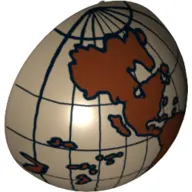 Dome Hemisphere 2 x 2 with Cutout with Dark Brown Americas and South Pacific Globe Print