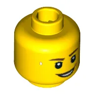 Minifig Head Team GB, Dark Brown Eyebrows, Smile and Drops of Sweat Print [Blocked Open Stud]