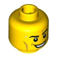 Minifig Head Team GB, Eyebrows, Cheek Lines, Open Smile and Drops of Sweat Print [Blocked Open Stud]