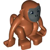 Duplo Animal Monkey with Curly Tail - Dark Bluish Gray Face Print