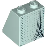 Brick Sloped 65° 2 x 2 x 2 with Bottom Tube with Evening Dress with Black and Silver Spots Print