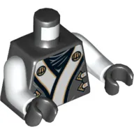 Torso Robe with White and Gold Details Print, White Arms, Black Hands