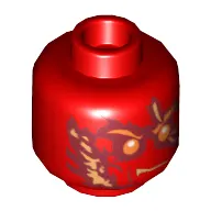 Minifig Head Kai (NRG), Fire Energy Print [Hollow Stud]