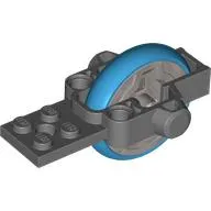 Fly Wheel with Plate 2 x 8 and Dark Azure Tire [Complete Assembly] (Rip Cord Base)
