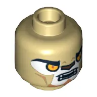 Minifig Head Lennox, Lion with Orange Eyes, Brown Nose, Teeth, Closed / Open Mouth Print