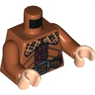 Torso Chequered Collar and Belt with Silver Buckle Print, Dark Orange Arms, Light Nougat Hands