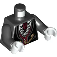 Torso Jacket Formal with Dark Red Vest and Cravat Print, Black Arms, White Hands