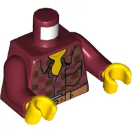 Torso Chequered Shirt With Tool Belt Print, Dark Red Arms, Yellow Hands