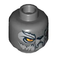 Minifig Head Wakz, Dual Sided, Wolf with Yellow Eyes, Fur, Eyebrows, Fangs, Closed Mouth / Open Mouth Print [Hollow Stud]