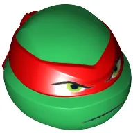 Minifig Head Special, Ninja Turtle with Red Mask and Frown Print (Raphael)