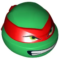 Minifig Head Special, Ninja Turtle with Red Mask and Teeth Print (Raphael)