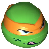 Minifig Head Special, Ninja Turtle with Orange Mask and Tongue Out Print (Michelangelo)