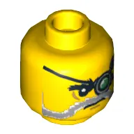 Minifig Head Major Quinton Steele, Beard Gray and White, Mechanical Left Eye Print [Hollow Stud]