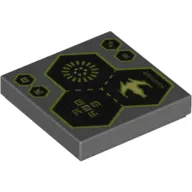 Tile 2 x 2 with 3 Hexagons, Spaceship and Alien Characters Print