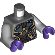 Torso Gold, Dark Brown and Dark Purple Armor Print, Light Bluish Gray Arms, Dark Purple Hands