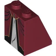 Brick Sloped 65° 2 x 2 x 2 with Bottom Tube with White Inset with Black and Gold Trim Dress Print