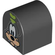 Duplo Brick 2 x 2 x 2 Curved Top with Goofy Print