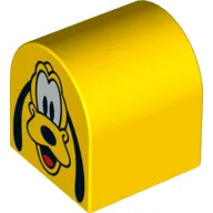Duplo Brick 2 x 2 x 2 Curved Top with Pluto Print