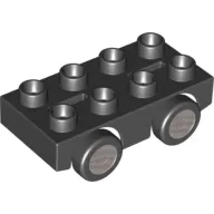 Duplo Car Base 2 x 4 with Silver Hubs on 4 Tires Print