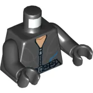 Torso Silver Zippered Suit with Belt, Buckle and Blue Lines Print, Black Arms and Hands