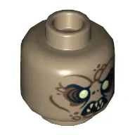 Minifig Head Goblin, Dual Sided, Light Yellow Eyes, 8 Teeth / 7 Teeth Print [Hollow Stud]