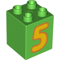 Duplo Brick 2 x 2 x 2 with Yellow '5' Print
