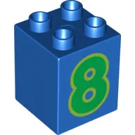 Duplo Brick 2 x 2 x 2 with Green '8' Print