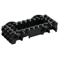 Vehicle Base 4 x 10 x 2 1/2 with Mudguards, Wheel Pins and 6 x 2 Centre Recess with 3 Holes, Black Wheel Holders