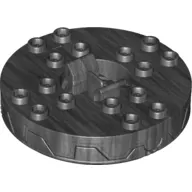 Turntable 6 x 6 Round Flat Silver Base Serrated with Gold, Red and Black Print (Ninjago Spinner)
