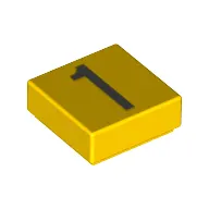 Tile 1 x 1 with Silver Number 1 Print