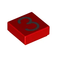 Tile 1 x 1 with Silver Number 3 Print
