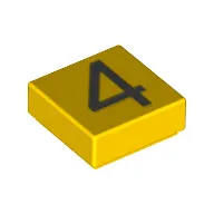 Tile 1 x 1 with Silver Number 4 Print