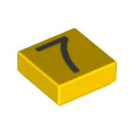 Tile 1 x 1 with Silver Number 7 Print