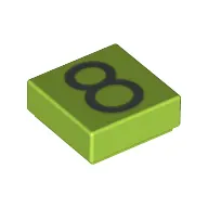 Tile 1 x 1 with Silver Number 8 Print