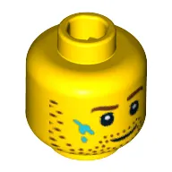 Minifig Head Painter, Beard Stubble, Brown Eyebrows and Paint Stains Print [Blocked Open Stud]