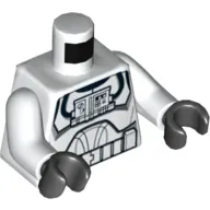 Torso Armor Clone Pilot with Blue Controls on Front Panel Print (Clone Wars), White Arms, Black Hands