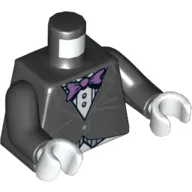 Torso Formal Jacket with Lavender Bow Tie Print, Black Arms, White Hands